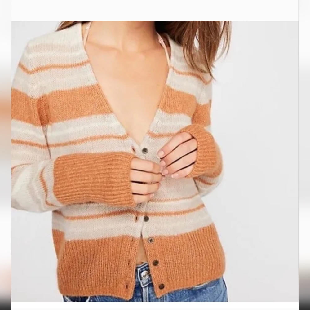 Free People Striped Kinsley Cardigan Sweater
